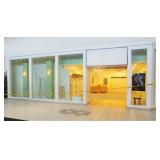 Glass store façade with roll up door, 462 x 144