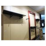 Display wall w/vertical slats, hangers & shelves