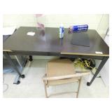 Desk on wheels w/folding chair, 24 x 48 x 30