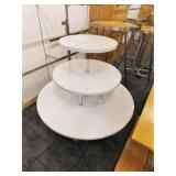 3 tier round white display table, 48 x 48