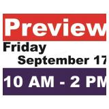 Preview-Friday, September 17 from 10 AM - 2 PM