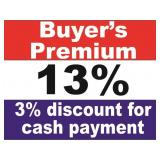 13% buyers premium (3% cash discount)