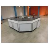 Counter with lighted sign holders, 130.5x118