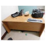 Desk with assorted office supplies, 30x60x30