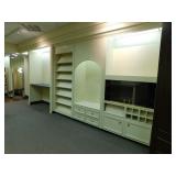 Wood wall w/shelves and storage, 236x112