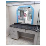 Hair station w/storage and mirror, 25x62x37