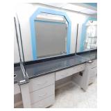 Hair station w/storage and mirror, 25x62x37