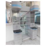 Wall w/shelves and lights, 29x69.5x96