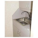 Sink with sprayer nozzle & storage, 23x43x81