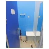 Fitting rooms with doors,benches and mirrors