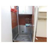 SS mop sink with mop hangers and cabinet
