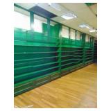 Metal and wood shelving, 30 ft x 10 ft