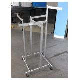 Four Way Clothing Display Rack on Wheels