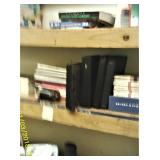 WOODEN SHELF AND CONTENTS