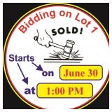 Lot 1 sells at 1:00 PM on Sunday, June 30