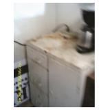 White Cabinet w/ Coffee Pot w/ everything in draws