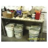 1 WHITE SHOP TABLE with contents