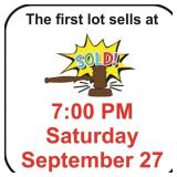 First lot sells at 7:00 PM on Saturday, Sept. 28