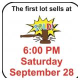 First lot sells at 6:00 PM on Saturday, Sept. 28