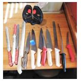 (11) Assorted Knives & Sharpener