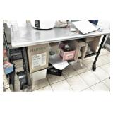 SS TABLE, GALV. BASE, 30 X 60, WHEELS