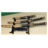 WALL RACK WITH 3 SWORDS, 15 X 40