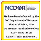 New law regarding NC sales tax