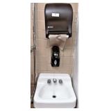 Porcelain Sink w/ Towel & Soap Dispenser