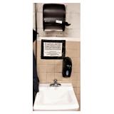 Porcelain Sink w/ Towel & Soap Dispenser
