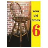 Wooden Bar Height Chair Swivel Seat