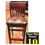 Wooden Bar Chair-Black Padded Seat