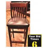 Wooden Bar Chair-Black Padded Seat
