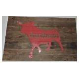 Wood Durham Bull Sign / 53"Wx33"H