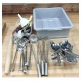 Bus Tub of Assorted Utensils