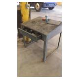 Steel slant front desk with drawer