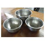 Lot of three SS mixing bowls.