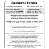 REMOVAL TERMS AND HOURS