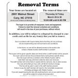 REMOVAL TERMS AND TIMES