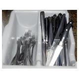 FLATWARE TRAY OF KNIVES AND FORKS