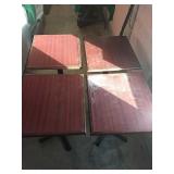 Wood Top Square tables with metal base x4 Wood Top Square tables with metal base x4