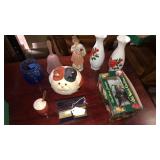 Box Lot With Blue Crackle, Old Razor, Vase Etc Box Lot With Blue Crackle, Old Razor, Vase Etc