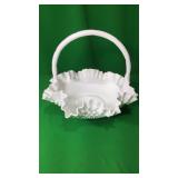 Fluted Milk Glass Basket Fluted Milk Glass Basket
