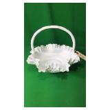 Fluted Milk Glass Basket w/chip Fluted Milk Glass Basket w/chip