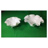 2 Hobnail Fluted Milk Glass Bowls 2 Hobnail Fluted Milk Glass Bowls