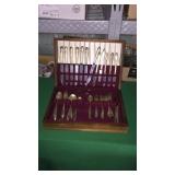 Rodgers Overlaid Silverware In Wood Case Rodgers Overlaid Silverware In Wood Case