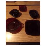 Red Glass bowls and plates Red Glass bowls and plates