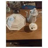 Sugar bowl and ironstone china serving dish and Sugar bowl and ironstone china serving dish and