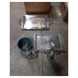 Serving trays, 2 cruits, chalice, ect Serving trays, 2 cruits, chalice, ect