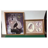 Framed Owl Print & Eagle/ Wolf Clock Framed Owl Print & Eagle/ Wolf Clock