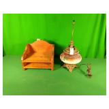 Wooden desk organizer and lamp Wooden desk organizer and lamp